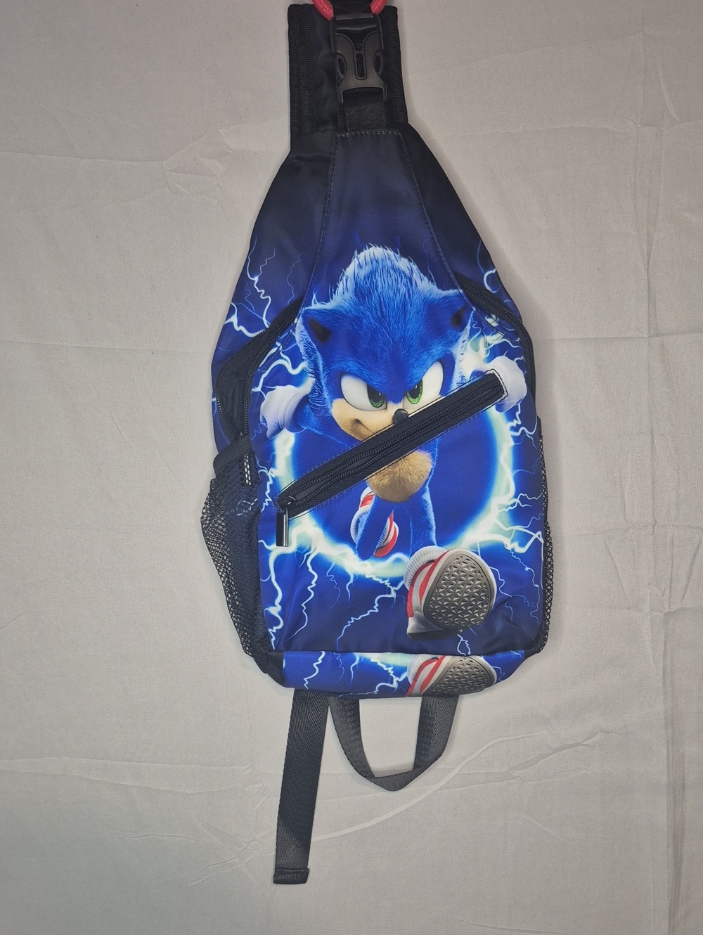 Blue Sonic Graphic Sling Bag for Men